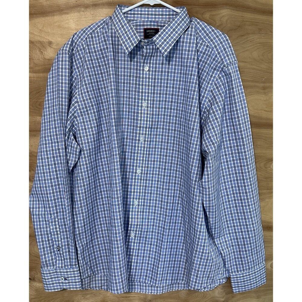 Untuckit Men 2XL regular Fit button Down Shirt Wrinkle Free Cotton Plaid